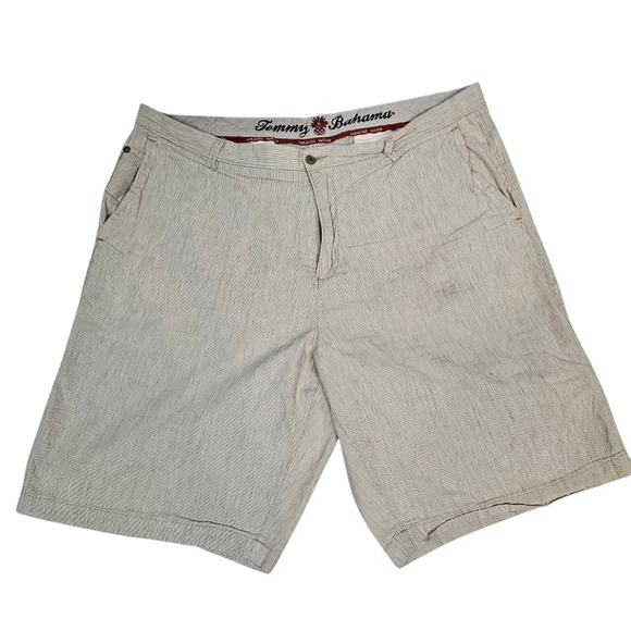 Tommy Bahama Tan Pinstripe Linen Blend Chino Shorts 10" Inseam Size 40 Men's U23 - Picture 9 of 9